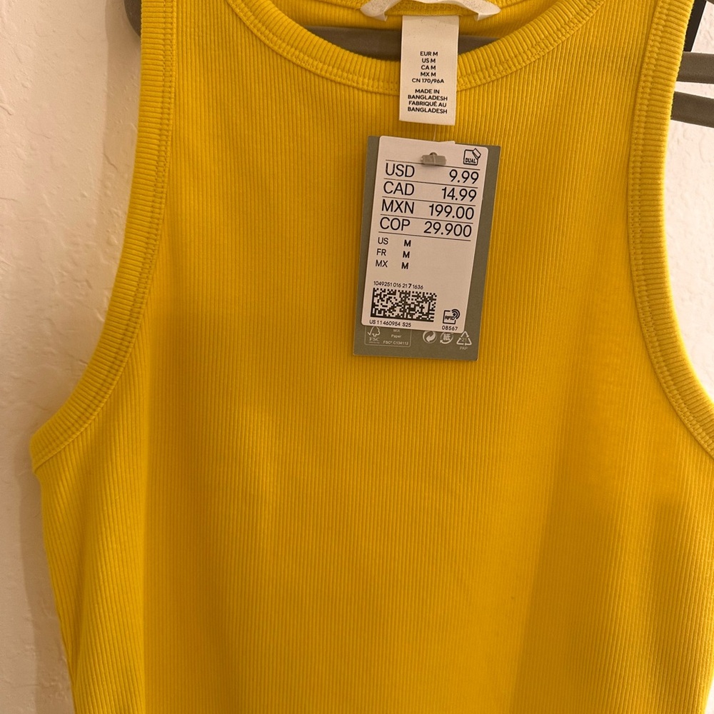 H&M Yellow Ribbed Tank Top